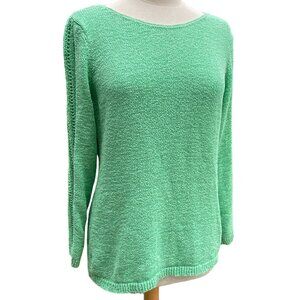 Rachel Zoe Sweater Sz L Green Cotton Blend Chunky Knit Back Sweater Lightweight